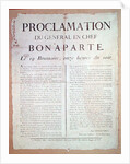 Proclamation of Napoleon I 19 Brumaire An 8 by French School