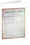 Proclamation of Napoleon I 19 Brumaire An 8 by French School