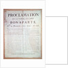 Proclamation of Napoleon I 19 Brumaire An 8 by French School