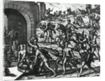 Indians bringing Balboa vases and gold objects by Theodor de Bry