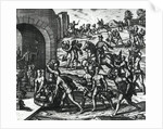 Indians bringing Balboa vases and gold objects by Theodor de Bry