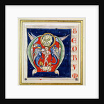 Historiated initial 'M' depicting a man playing a rebec and fantastical animals by French School