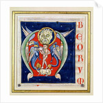 Historiated initial 'M' depicting a man playing a rebec and fantastical animals by French School