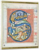 Historiated initial 'S' depicting an acrobat and fantastical animals by French School