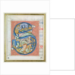 Historiated initial 'S' depicting an acrobat and fantastical animals by French School