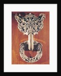 Pu shou' door knocker with a taotie design surmounted by a phoenix and holding a ring with sculpted animals by Chinese School