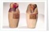 Copies of two New Kingdom canopic jars by Egyptian School