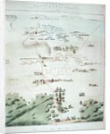 Plan and view of the Battle of Waterloo by English School