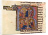 Historiated initial 'R' depicting the Sultan sending his messengers to the Caliph of Egypt and the Sultan kissing the feet of the Caliph by French School