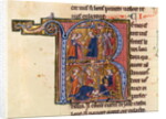Historiated initial 'R' depicting the Sultan sending his messengers to the Caliph of Egypt and the Sultan kissing the feet of the Caliph by French School