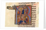 Historiated initial 'R' depicting the Sultan sending his messengers to the Caliph of Egypt and the Sultan kissing the feet of the Caliph by French School