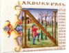 Historiated Initial 'N' depicting a man hewing trees, the 'Natural History' by Pliny the Elder by Italian School