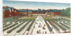 Perspective view of the Palais Royal from the Gardens by French School