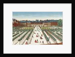 Perspective view of the Palais Royal from the Gardens by French School