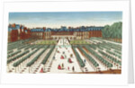 Perspective view of the Palais Royal from the Gardens by French School