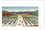 Perspective view of the Palais Royal from the Gardens by French School