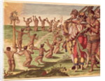 Sun worshipping ritual with an offering of a deer by Jacques Le Moyne