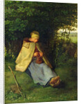 A Knitter or a Seated Shepherdess Knitting, 1858-60 by Jean-Francois Millet