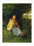 A Knitter or a Seated Shepherdess Knitting, 1858-60 by Jean-Francois Millet