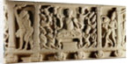 Relief depicting seated Buddha preaching surrounded by worshippers, Mathura School by Indian School