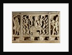Relief depicting seated Buddha preaching surrounded by worshippers, Mathura School by Indian School