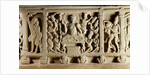 Relief depicting seated Buddha preaching surrounded by worshippers, Mathura School by Indian School
