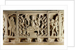 Relief depicting seated Buddha preaching surrounded by worshippers, Mathura School by Indian School