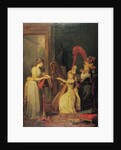 Harp lesson given by Madame de Genlis to Mademoiselle d'Orleans with Mademoiselle Pamela Turning the Pages, c.1842 by Jean Baptiste Mauzaisse