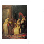 Harp lesson given by Madame de Genlis to Mademoiselle d'Orleans with Mademoiselle Pamela Turning the Pages, c.1842 by Jean Baptiste Mauzaisse