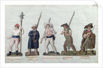 A Sans Culotte with his Pike, a Carter, a Market Porter, a Cobbler and a Carpenter by Lesueur Brothers