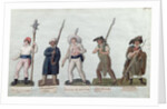 A Sans Culotte with his Pike, a Carter, a Market Porter, a Cobbler and a Carpenter by Lesueur Brothers