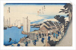 Shinagawa: departure of a Daimyo, in later editions called Sunrise, No.2 from the series '53 Stations of the Tokaido', pub. by Hoeido, 1834-35 by Ando or Utagawa Hiroshige