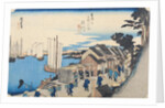 Shinagawa: departure of a Daimyo, in later editions called Sunrise, No.2 from the series '53 Stations of the Tokaido', pub. by Hoeido, 1834-35 by Ando or Utagawa Hiroshige