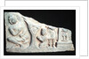 Detail of a relief frieze depicting a seated Buddha with orants, Greco-Buddhist style, from Taxila, Pakistan, 1st-4th century by School Pakistani