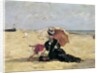 Woman with a Parasol on the Beach, 1880 by Eugene Louis Boudin