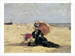 Woman with a Parasol on the Beach, 1880 by Eugene Louis Boudin