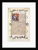 Ms.239 fol.1 Page with a historiated Initial depicting a seated man before the Wheel of Fortune by French School