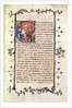 Ms.239 fol.1 Page with a historiated Initial depicting a seated man before the Wheel of Fortune by French School
