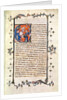 Ms.239 fol.1 Page with a historiated Initial depicting a seated man before the Wheel of Fortune by French School