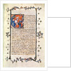 Ms.239 fol.1 Page with a historiated Initial depicting a seated man before the Wheel of Fortune by French School