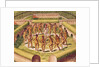 Dancing around a captive before the hut containing the Tamerkas or idols by Theodor de Bry
