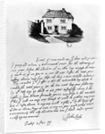 Facsimile of a letter illustrating the house in which Locke was born in Wrington, Somerset by John Locke