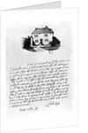 Facsimile of a letter illustrating the house in which Locke was born in Wrington, Somerset by John Locke