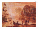 The Disembarkation of Warriors in a Port, possibly Aeneas in Latium, 1660-65 by Claude Lorrain