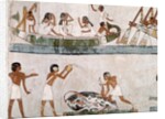 Sacrifice and purification of a bull, and a sailing ritual by Egyptian 18th Dynasty