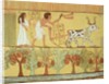 Sennedjem and his wife in the fields sowing and tilling by Egyptian 19th Dynasty