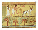 Sennedjem and his wife in the fields sowing and tilling by Egyptian 19th Dynasty