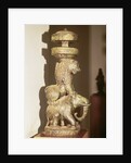 Sculpture of a lion mounted on an elephant by School Indian