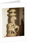 Sculpture of a lion mounted on an elephant by School Indian