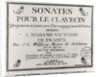 Title Page for 'Sonates pour le clavecin' dedicated to Madame Victoire de France by Mozart. by French School